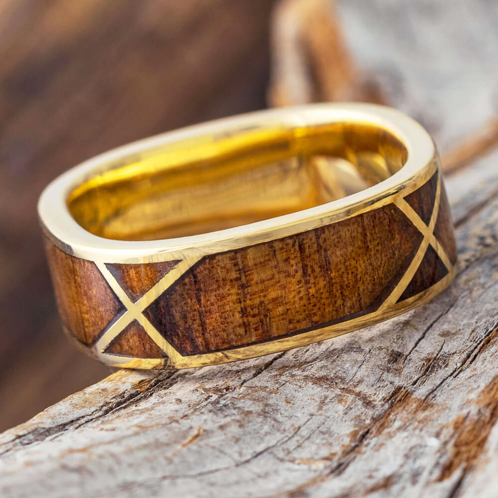 14k 3MM Unique X Cut Design Diamond Wedding Ring – FERKOS FJ